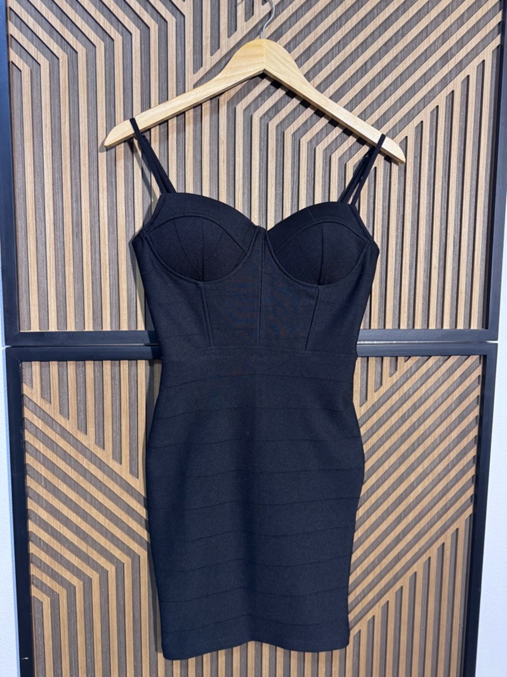 Haute Monde Black Bandage Dress with Bustier Detail